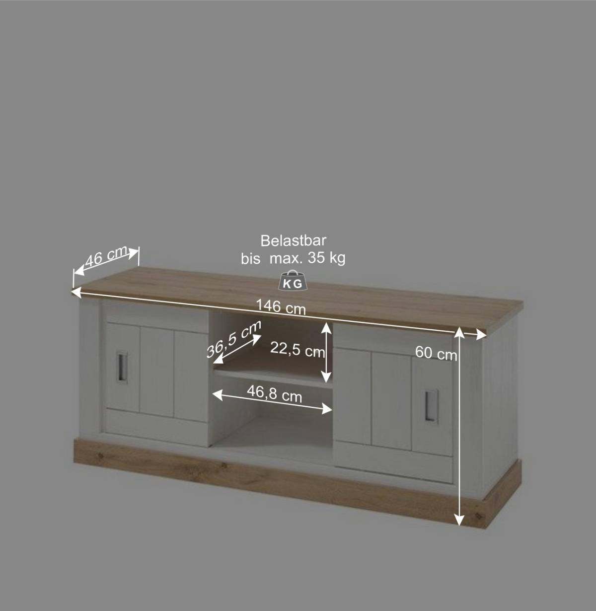 Landhausstil Wohnwand 337 cm breit - Helkaska (vierteilig)