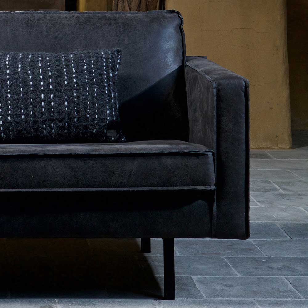 300x85x155 Retro Eckcouch in Schwarz - Avonita