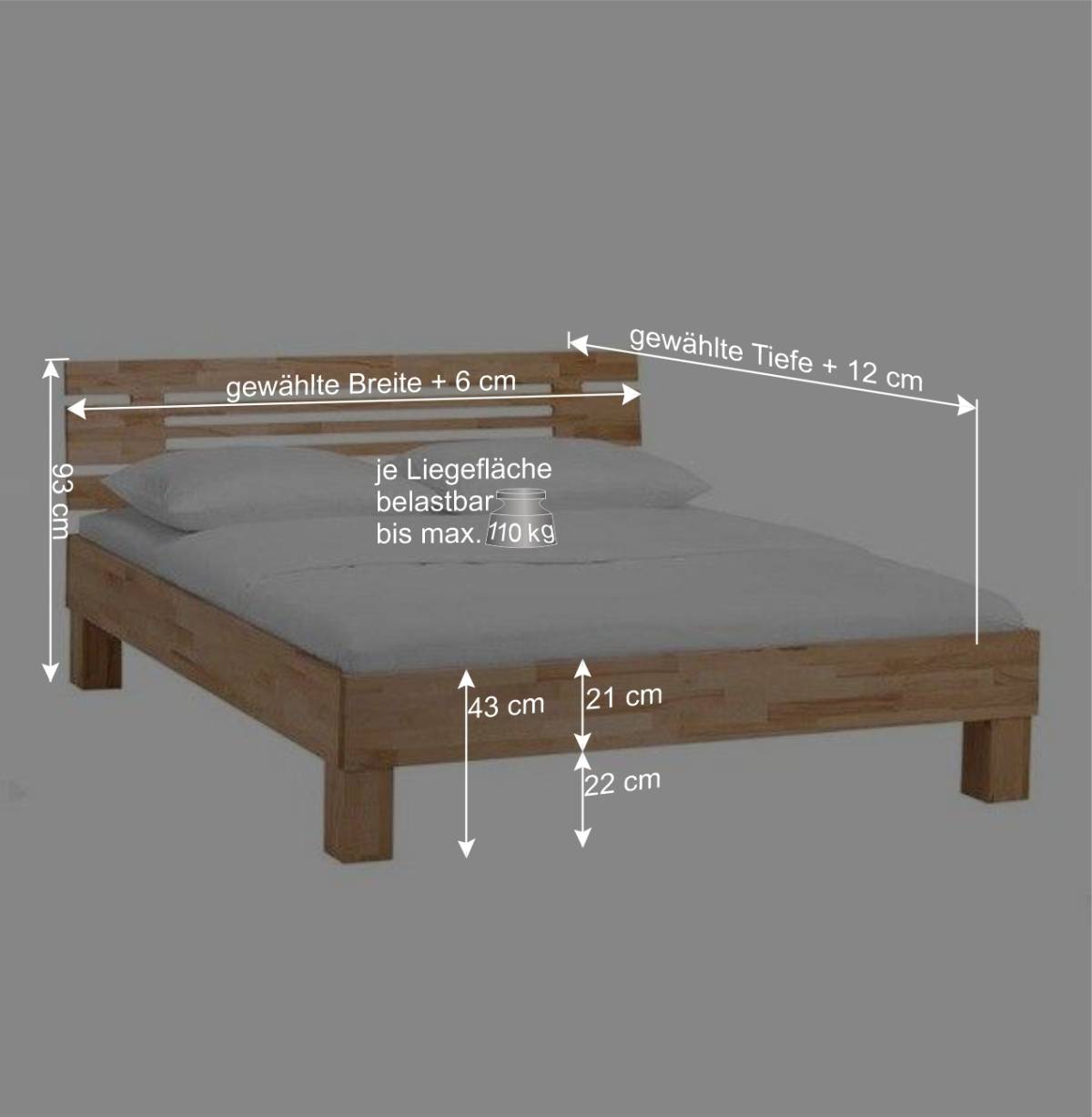 Doppelbett Kombi Zeremonia mit zwei Nachtkommoden (dreiteilig)