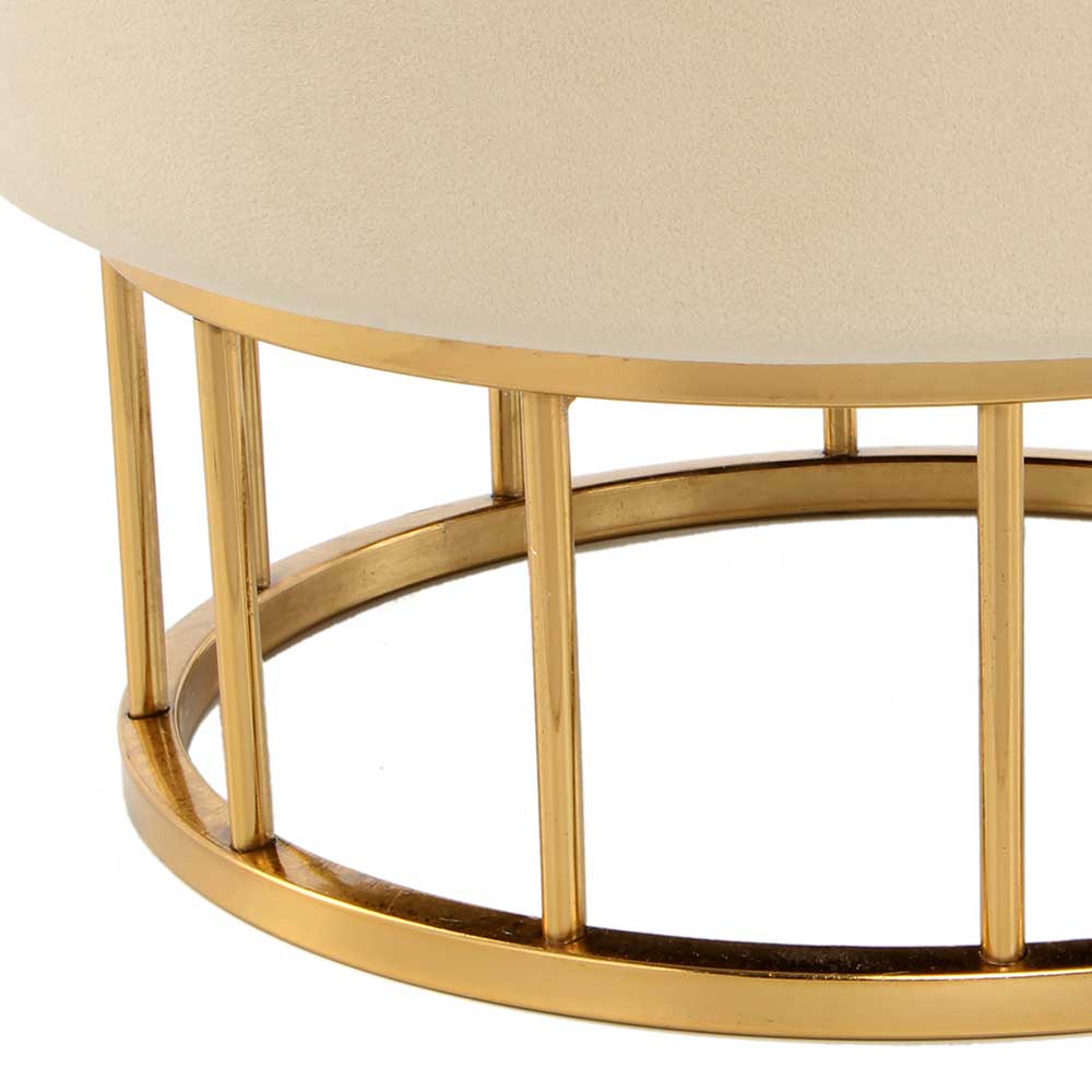 Runder Stauraum Hocker in Creme & Gold - Loeesa