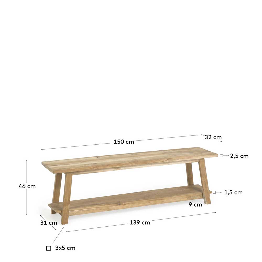 Teakholz Bank mit Ablageboden - Romitella