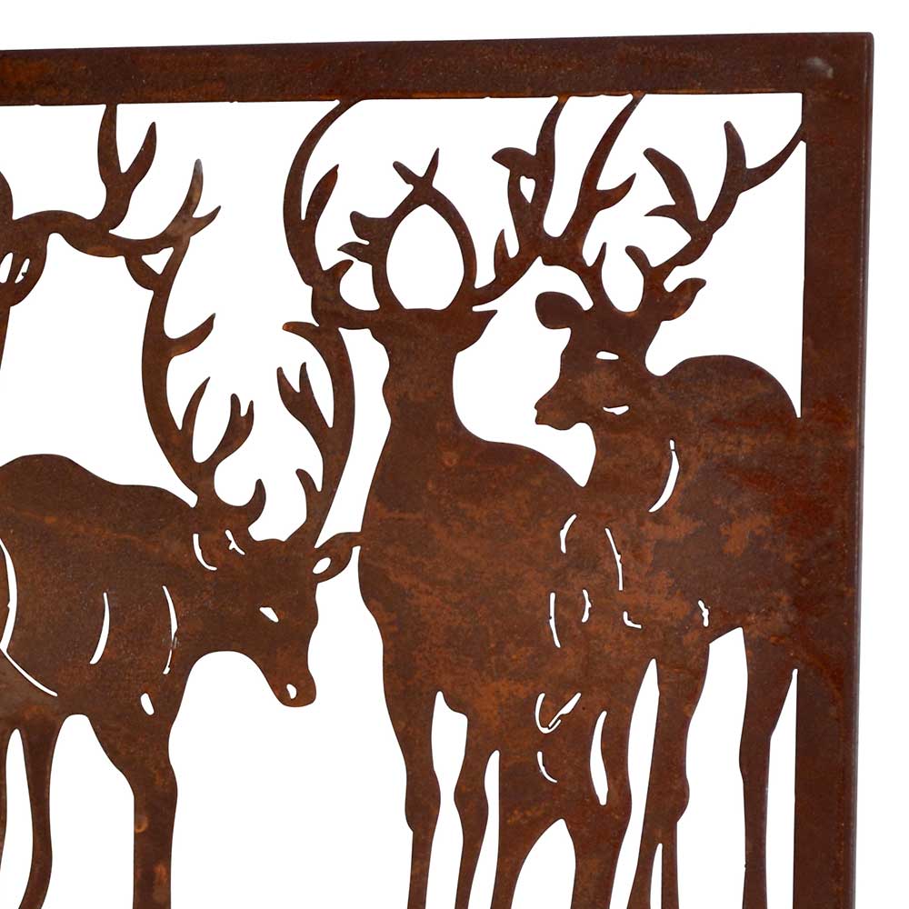 Wandbild Hirsch Silhouetten Rost Look - Chadey