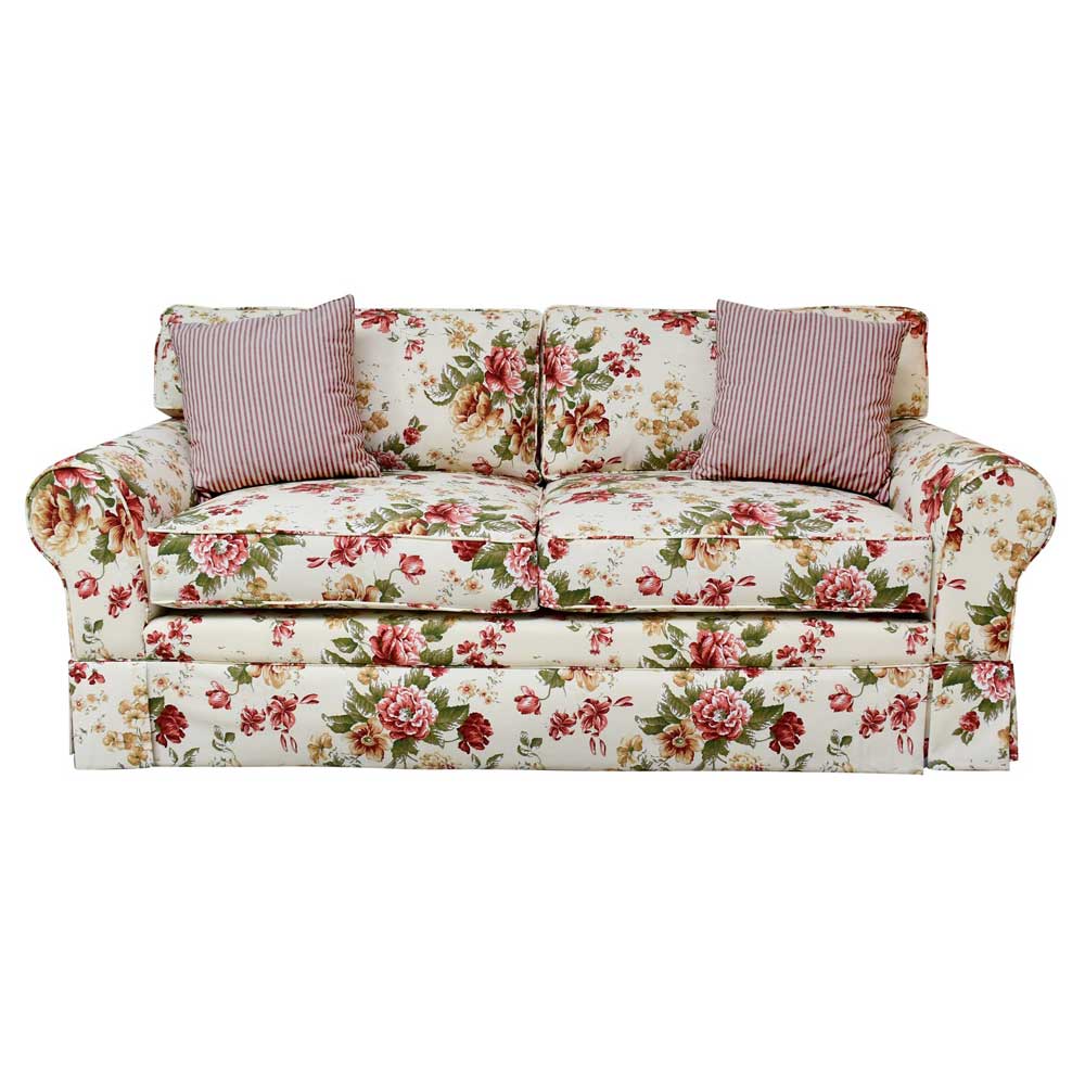 Romantisches Landhaus Sofa mit Blumen Stoff - Telik