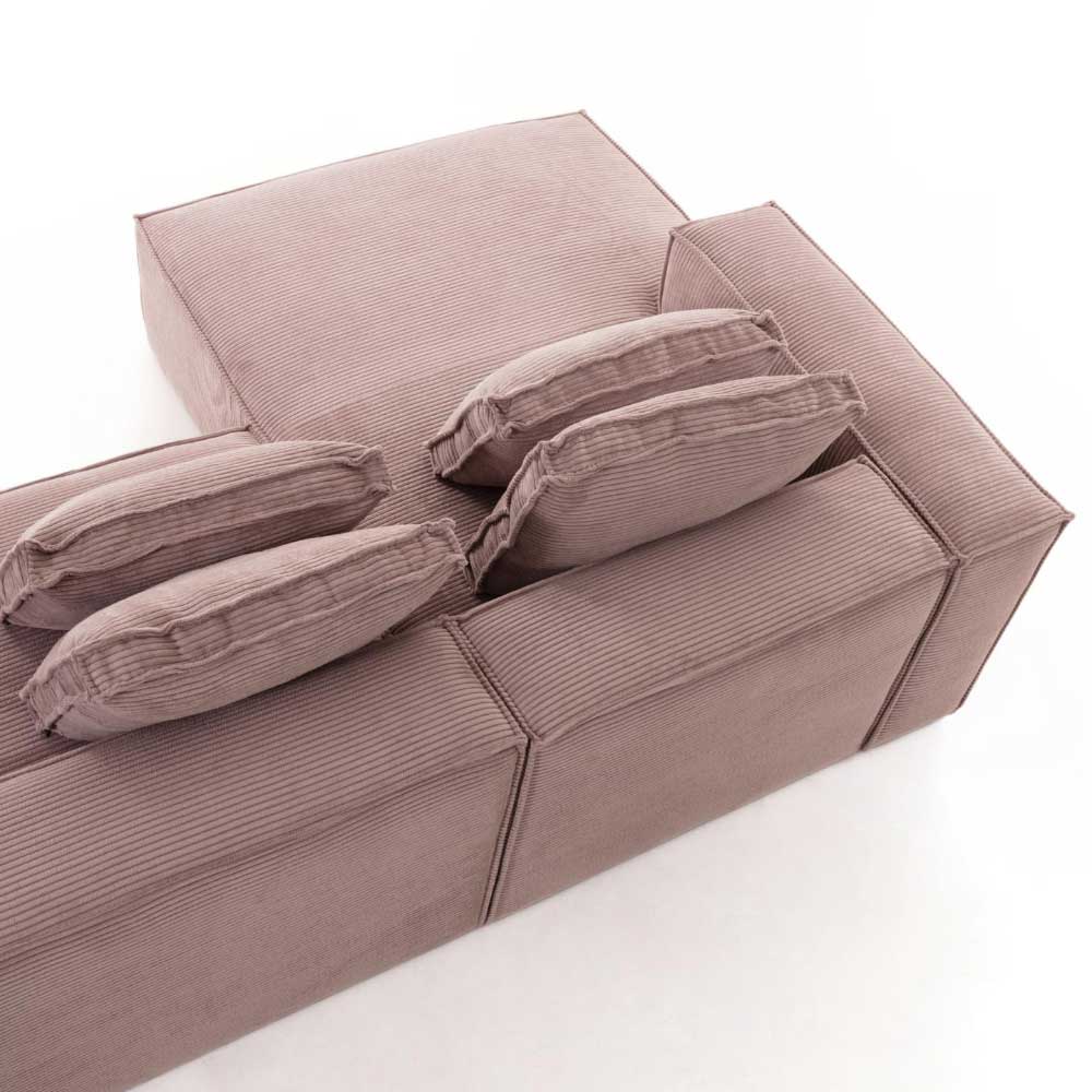 3 Sitzer Cord Ecksofa in Rosa - Zandras