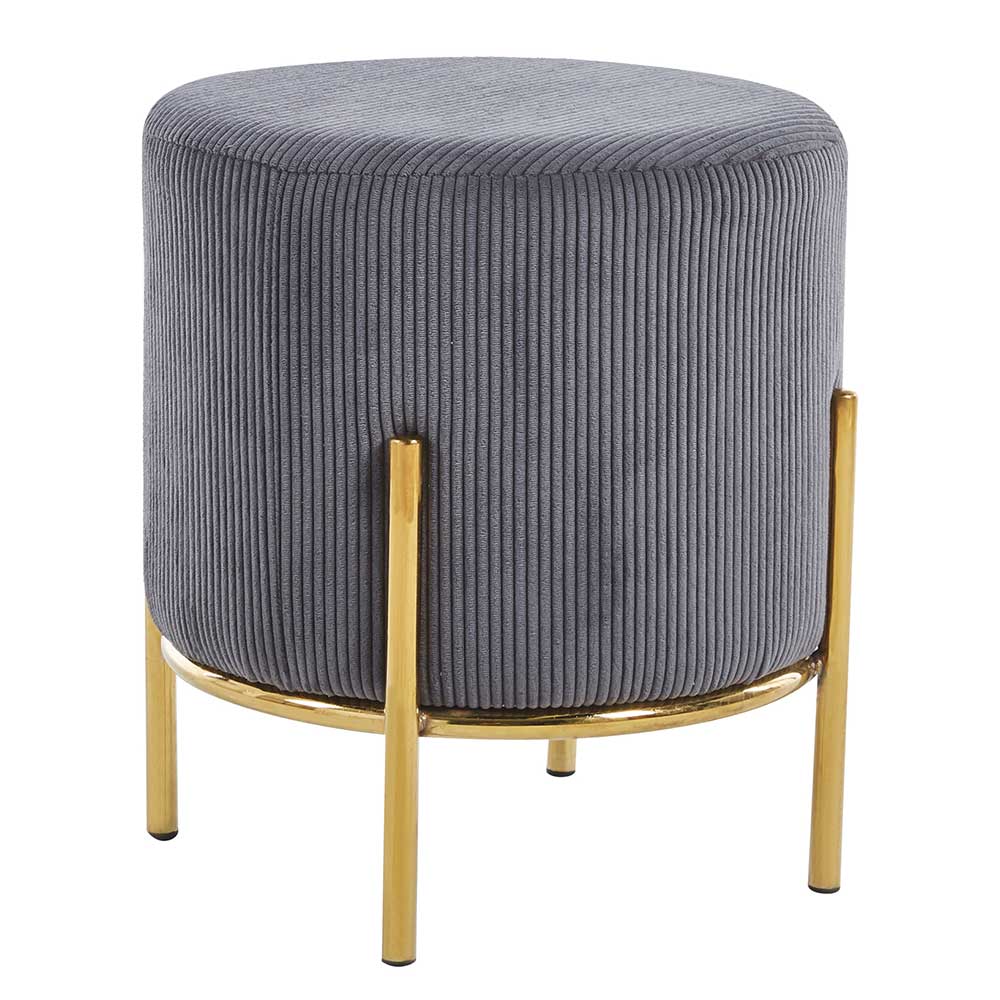 35x38x35 cm Hocker in Grau und Gold - Moon