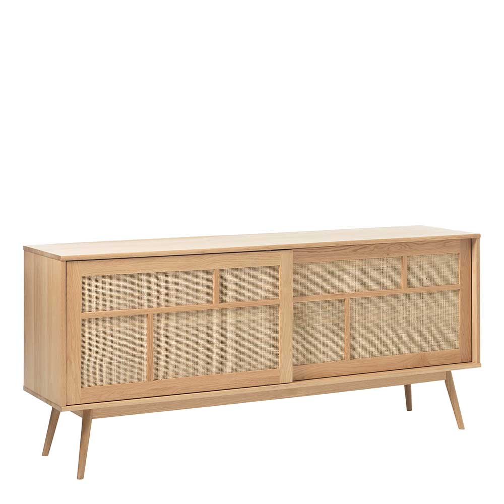 Sideboard mit Schiebetüren Rattan Geflecht Front - Saltenas