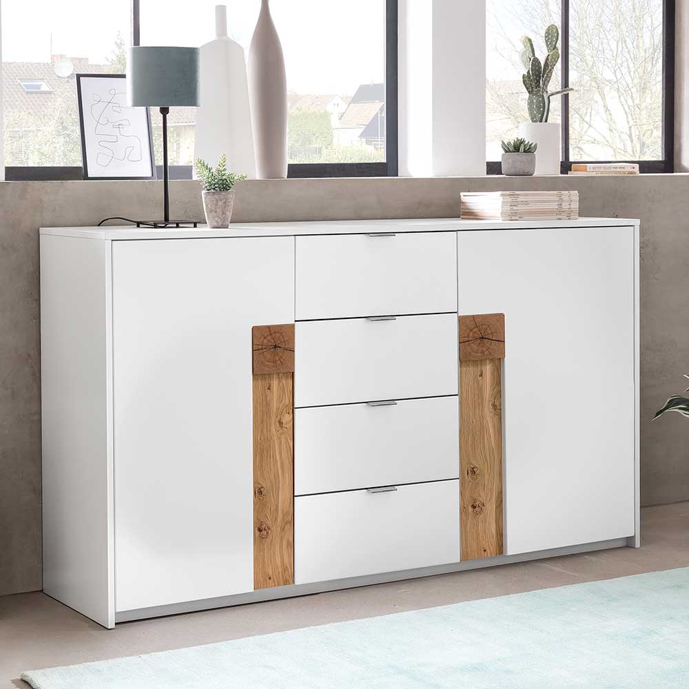 Kombi Sideboard in Weiß & Asteiche - Solvidda