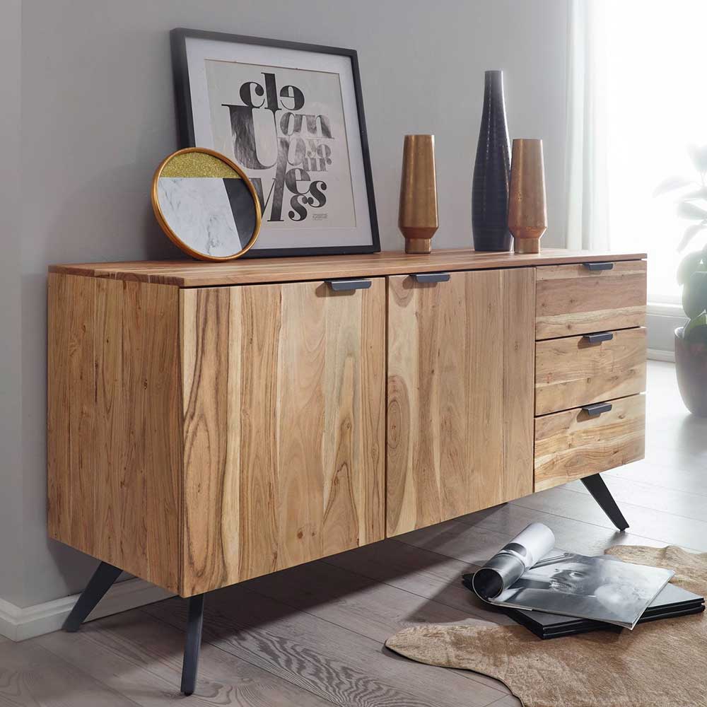 145x78x45 Holz Sideboard aus Akazie mit Eisen - Passena