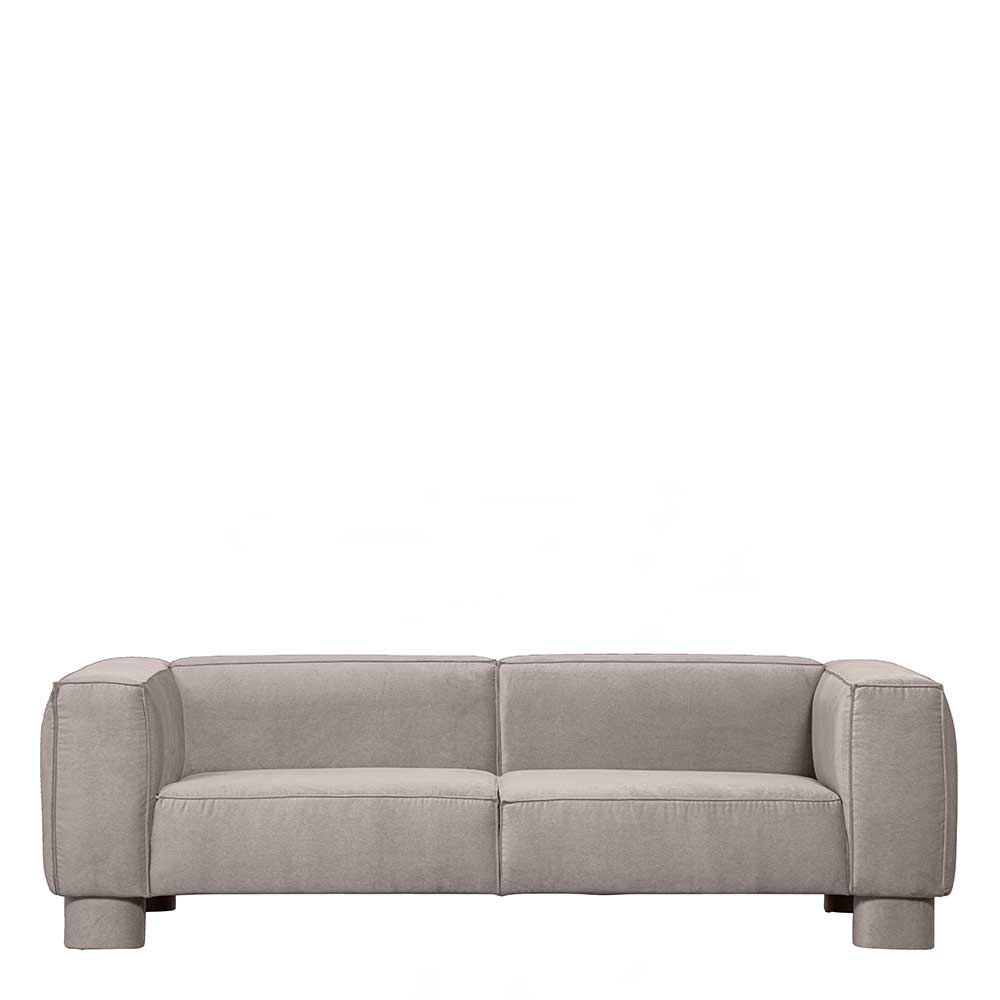 Dreier Sofa aus Samt in Beige - Sangora