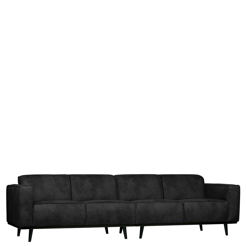 Schwarzes Kunstwildleder Sofa in 280cm oder 372cm Breite - Rojocaba