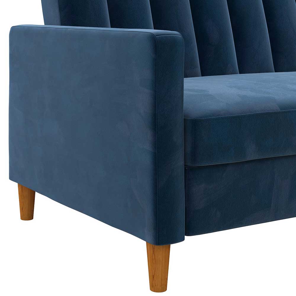 L-Schlafsofa in Blau Samt - Astomon