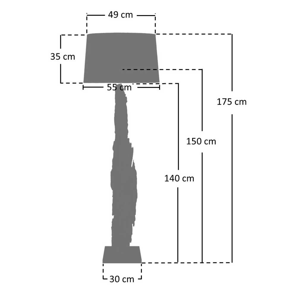 Stehlampe mit Stoffschirm und Treibholz Stele - Duvianco