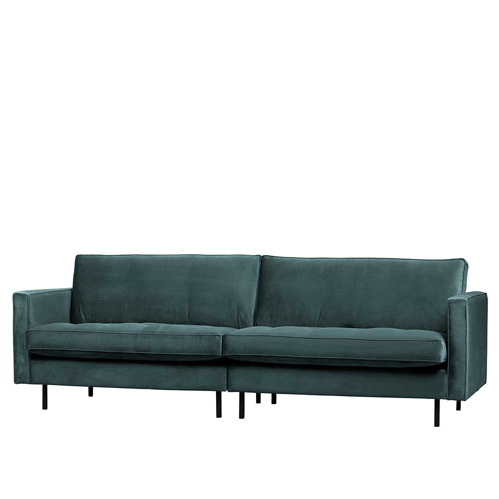 Retro Samtsofa in Petrol Blau - Fledos