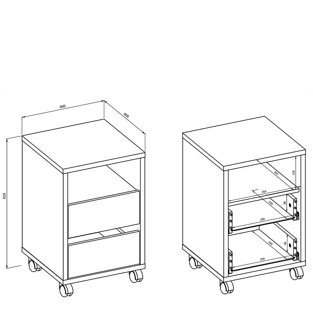 Schreibtisch & Rollcontainer Kombination - Guven (zweiteilig)