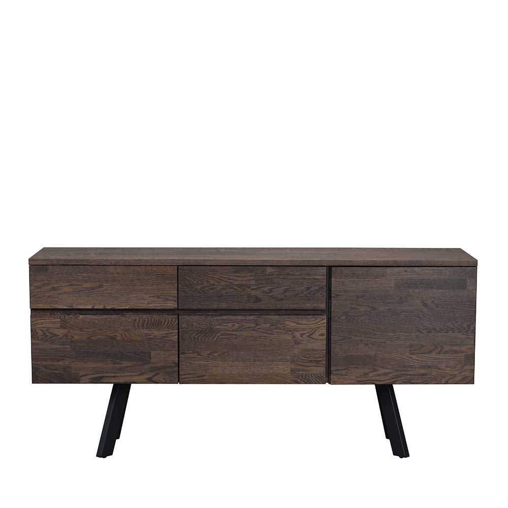 Sideboard aus massiver Eiche Rauchfarben Namac & schwarzem Stahl