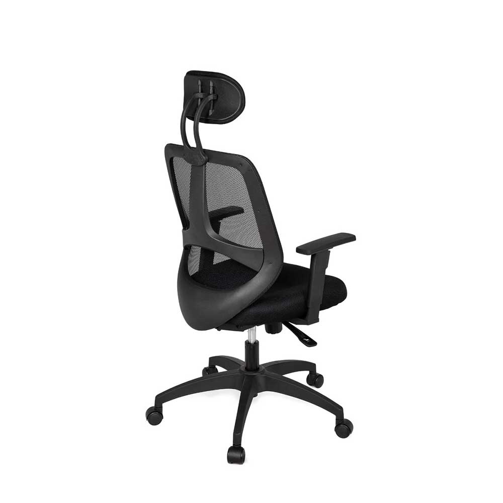 Ergonomischer Bürostuhl mit Kopfstütze in Schwarz - Mint