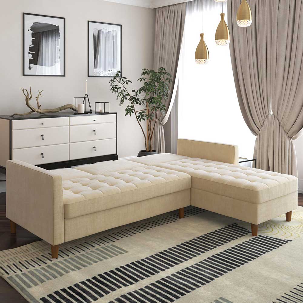 L-Bettsofa in Creme Chenille - Emiria