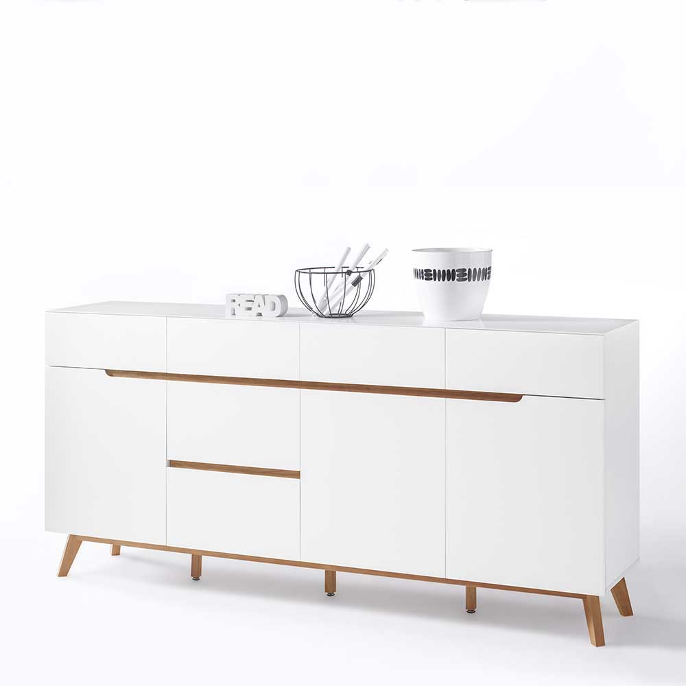 Weißes Sideboard Maiky mit Griffmulden