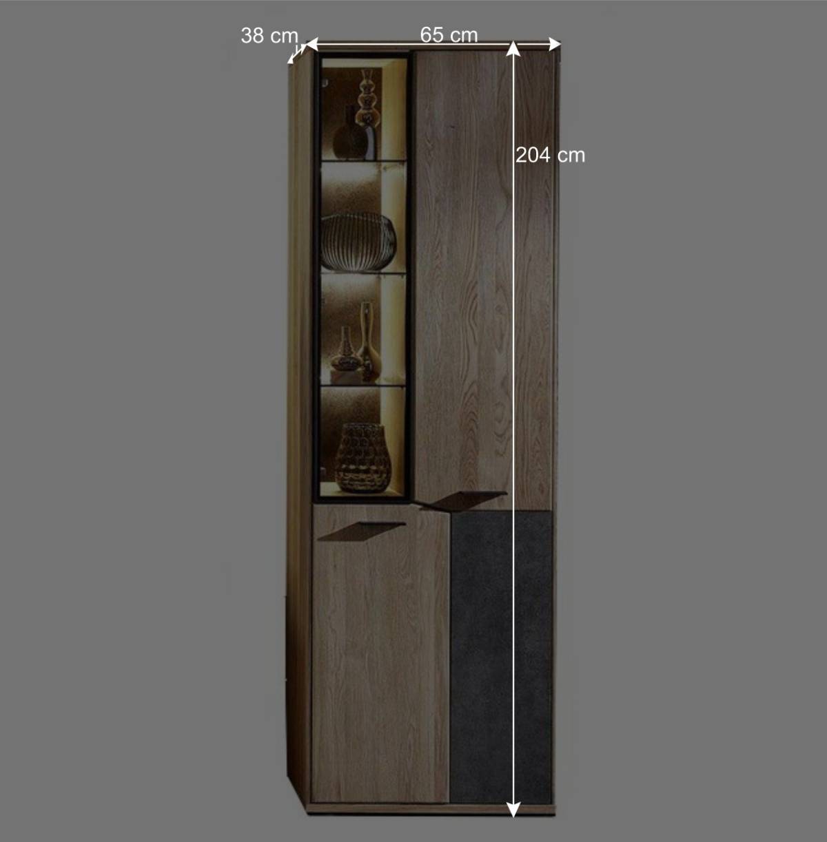 65x204x38 Vitrinenschrank in modernem Design - Wokenva