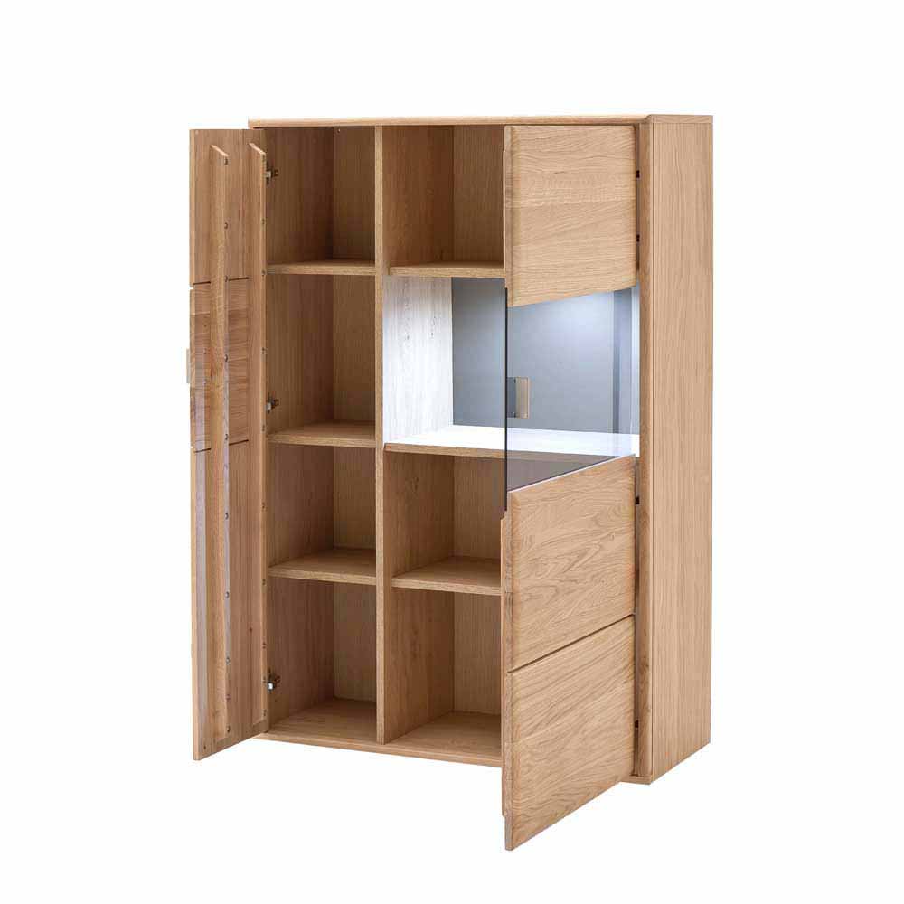 Design Highboard Vernella aus Eiche Bianco