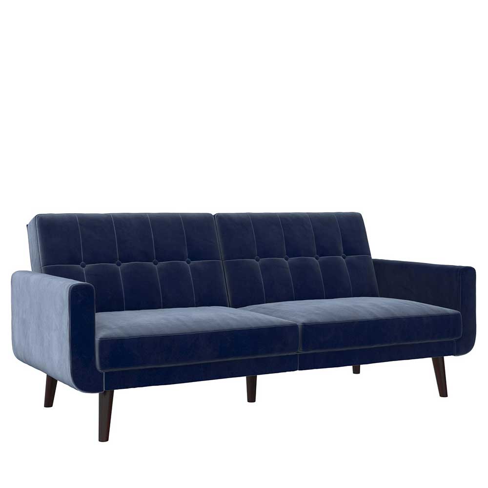 Samtsofa mit Bettfunktion in Blau - Luzillo