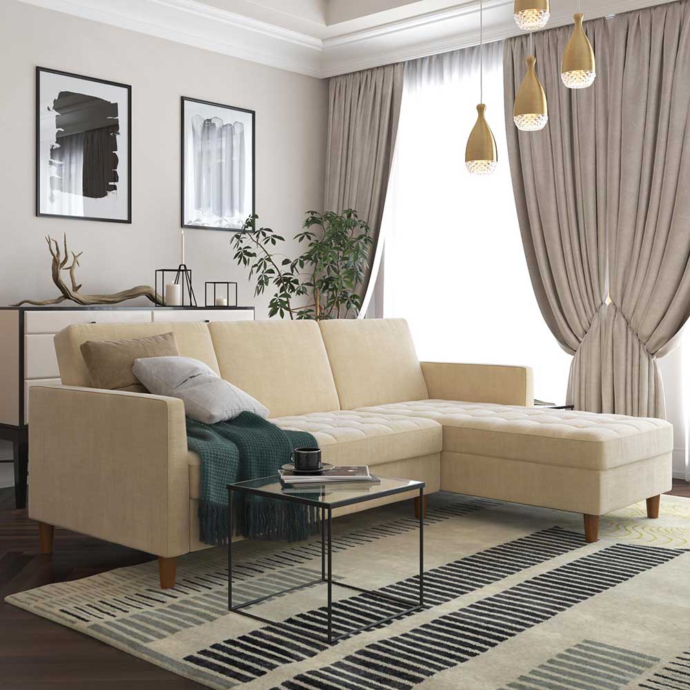 L-Bettsofa in Creme Chenille - Emiria