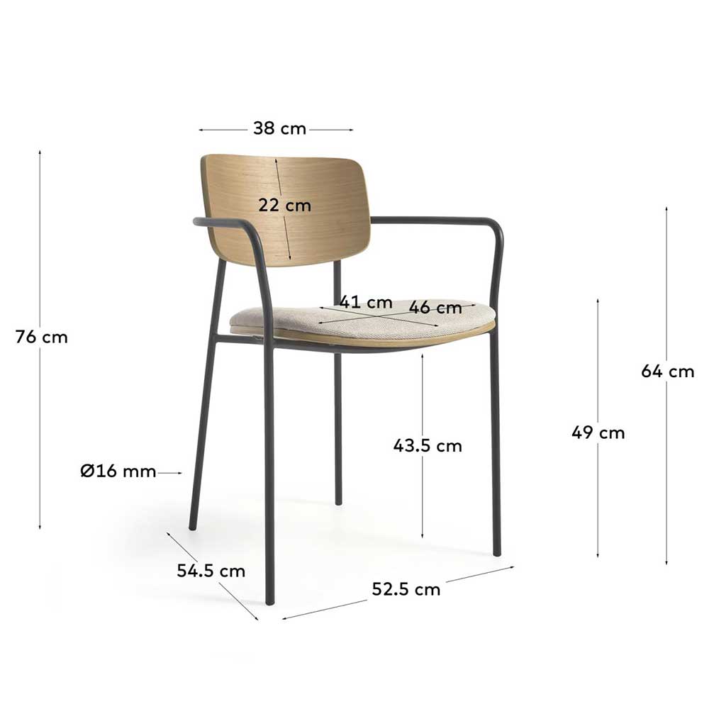 Stühle in Eiche & Beige & Schwarz - Salute (4er Set)