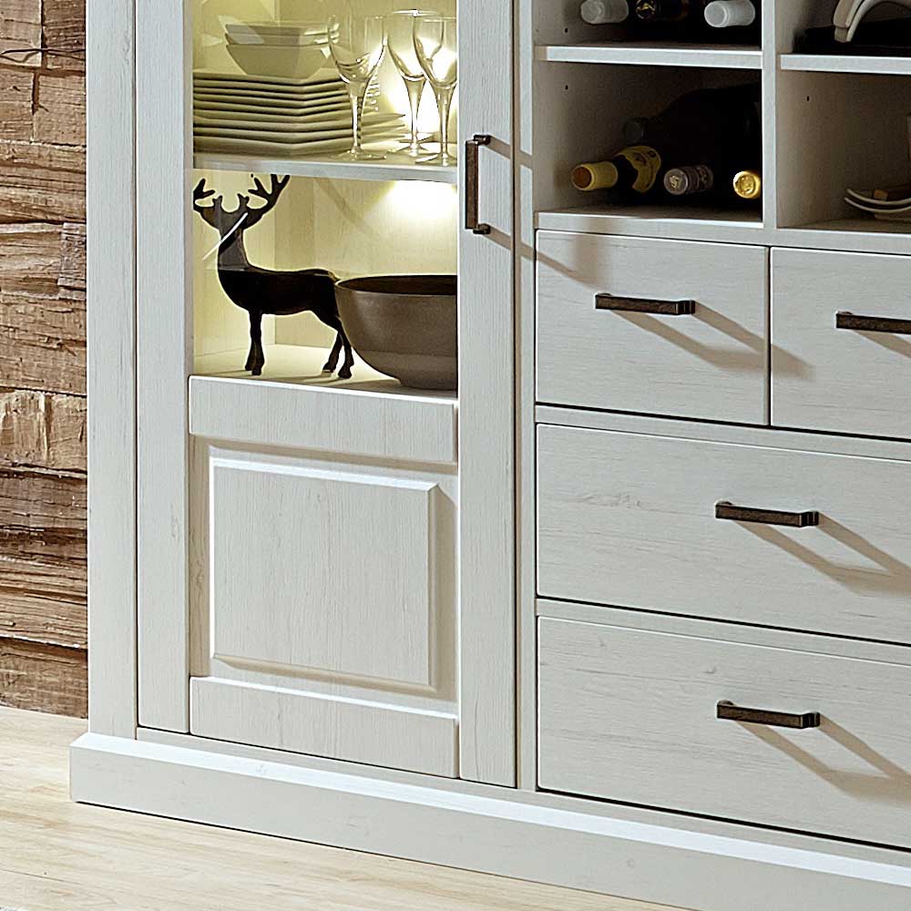 Highboard Rozasa in Weiß Taupe