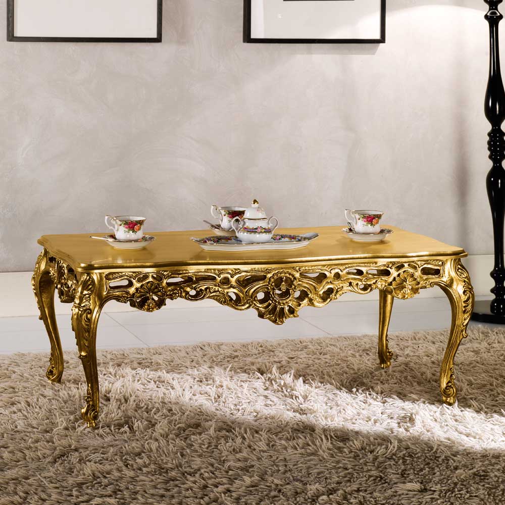 Barock Wohnzimmertisch in Gold Eliah 108x57 cm