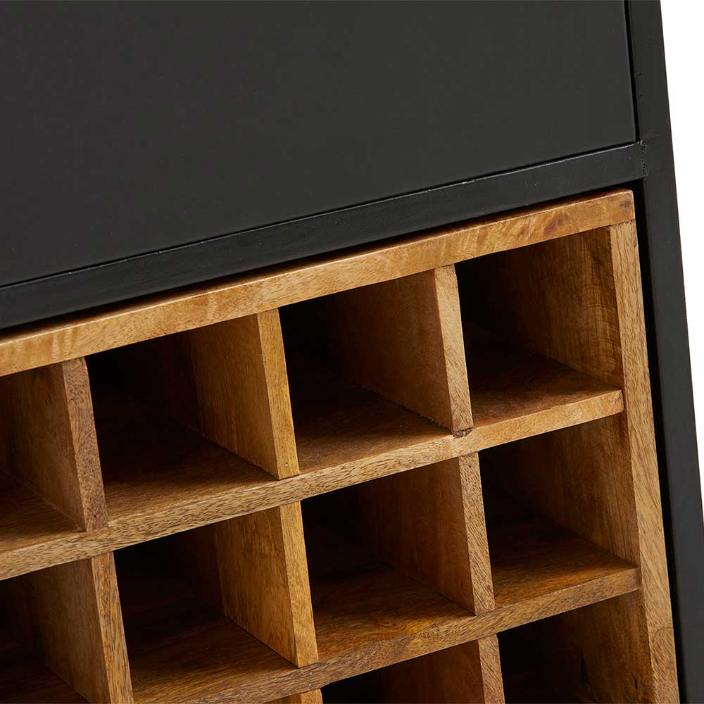 Barschrank in Mango Natur und Schwarz - Jandrus