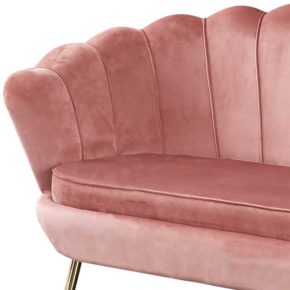 Retro Muschelsofa in Rosa & Gold - Cariba