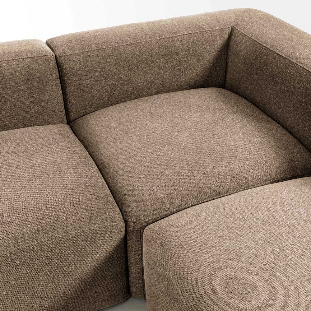 Ecksofa mit Armlehnen in Beige Chenille - Ursela