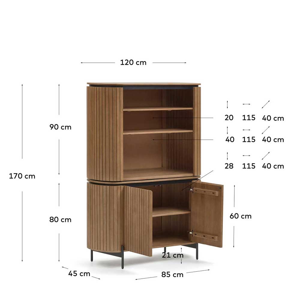 Ovales Highboard 120x170x45 cm - Ilvenda