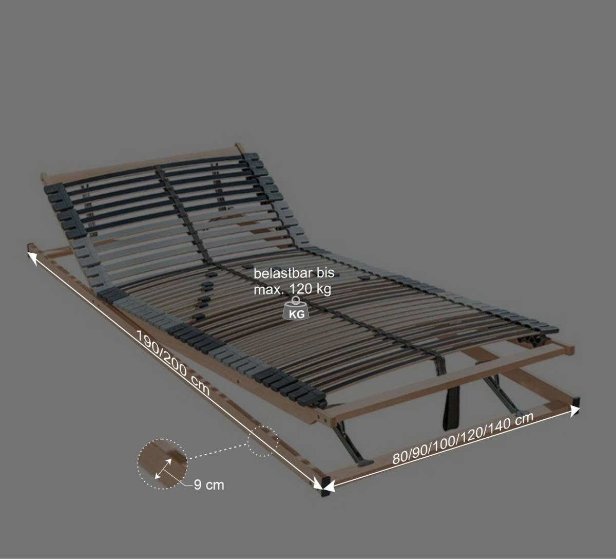 Verstellbarer Lattenrost bis 120 kg belastbar - Ocna