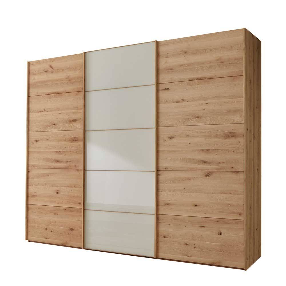 Schiebetüren-Kleiderschrank in Beige Glas - Munteo