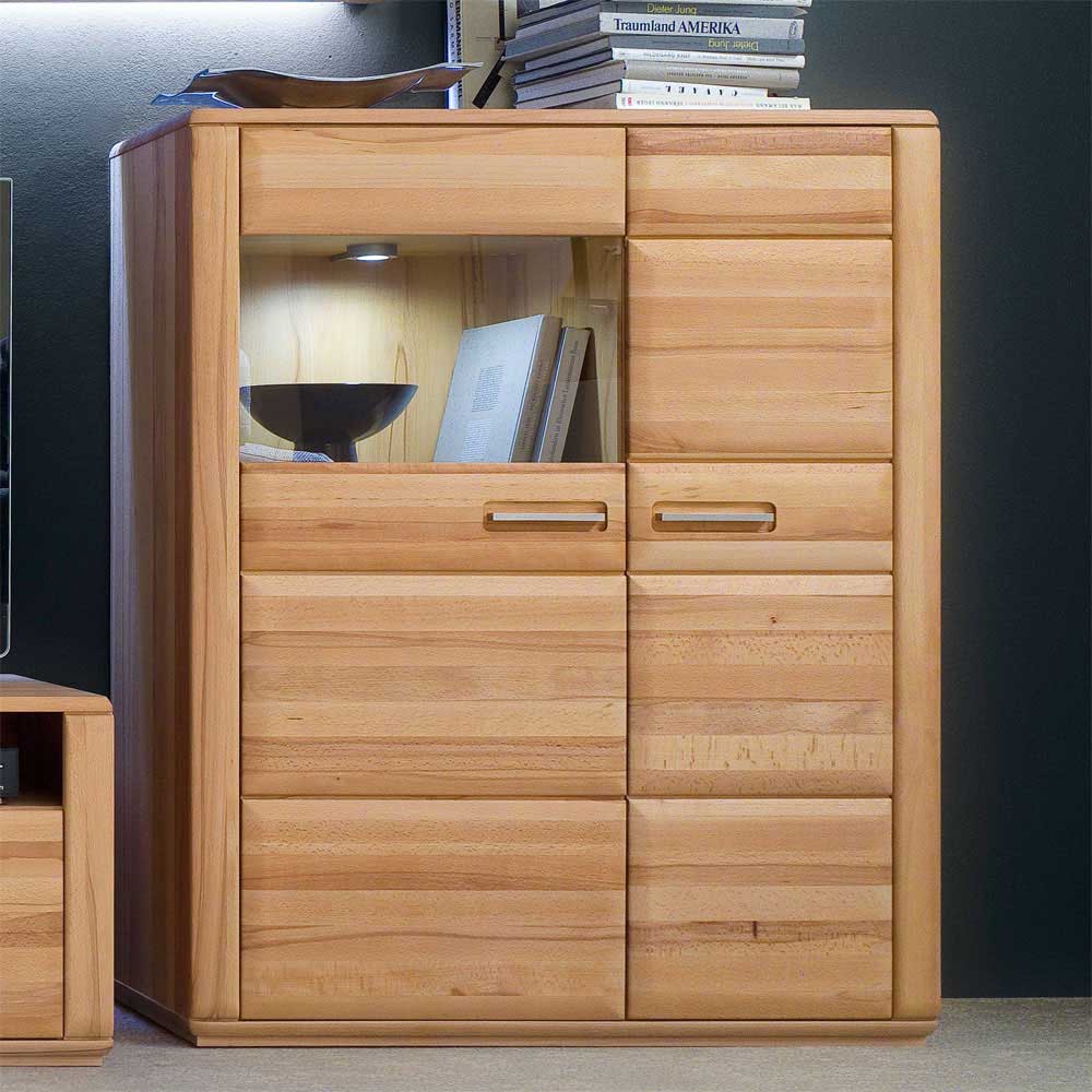 Wohnzimmer Vitrinenschrank Athias aus Kernbuche