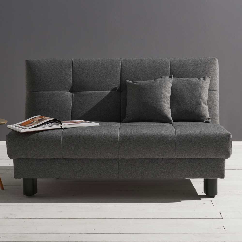 Velours Bettcouch in Grau - Daylight