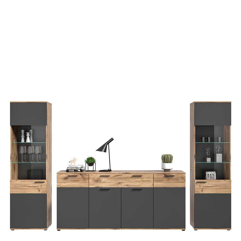 Sideboard & zwei Vitrinenschränke Set - Lucios (dreiteilig)