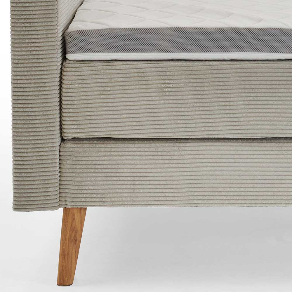 Breitcord Boxspringbett in Beige & Eiche - Salassos