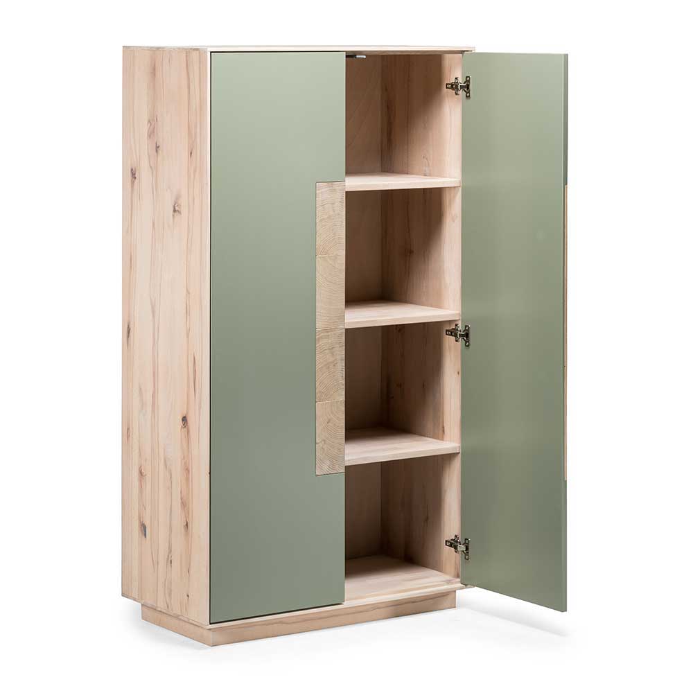 90x120x45 Wohnzimmer Highboard in Grau & Buche - Ajevos