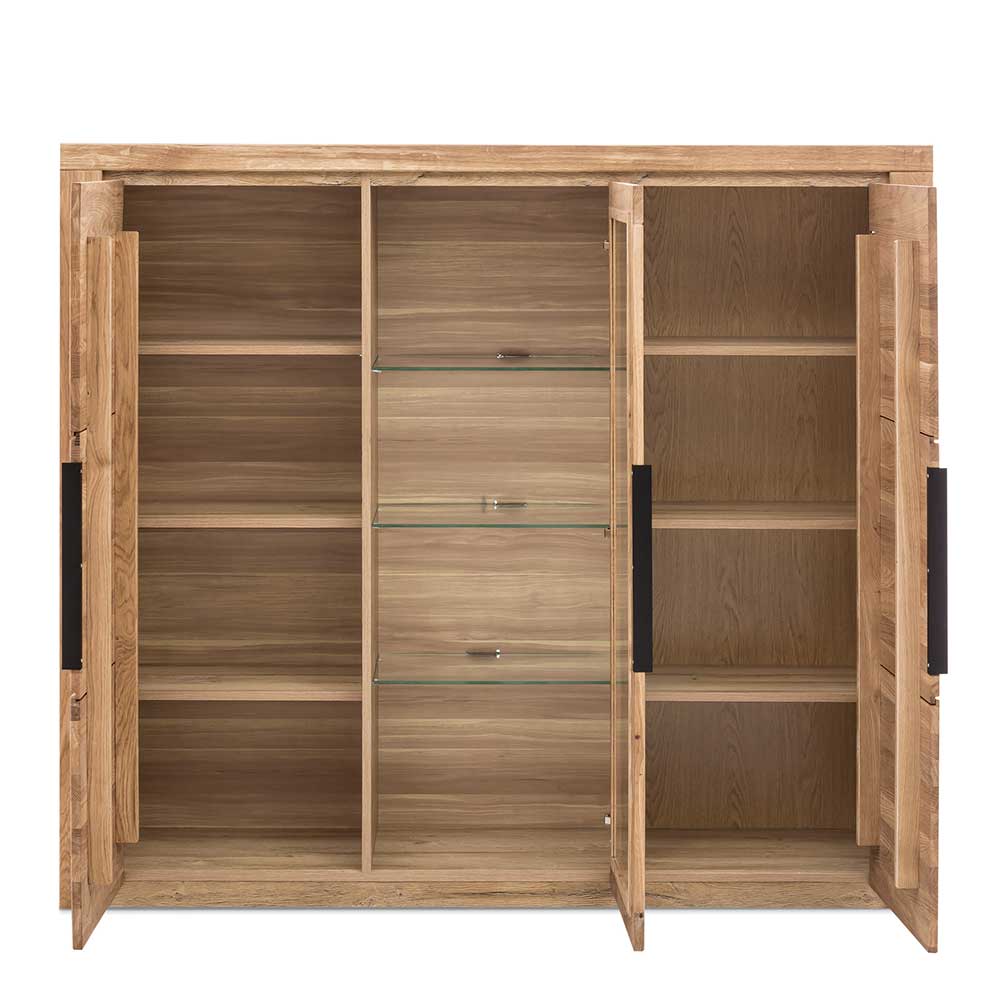 160x141x40 Wohnzimmerschrank mit Glaseinsatz - Nelenia