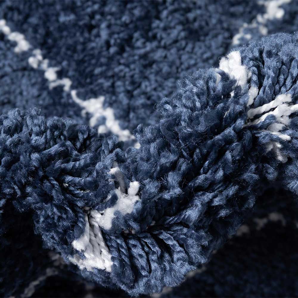 Weicher Läufer Teppich mit Hochflor in Blau - Tanko