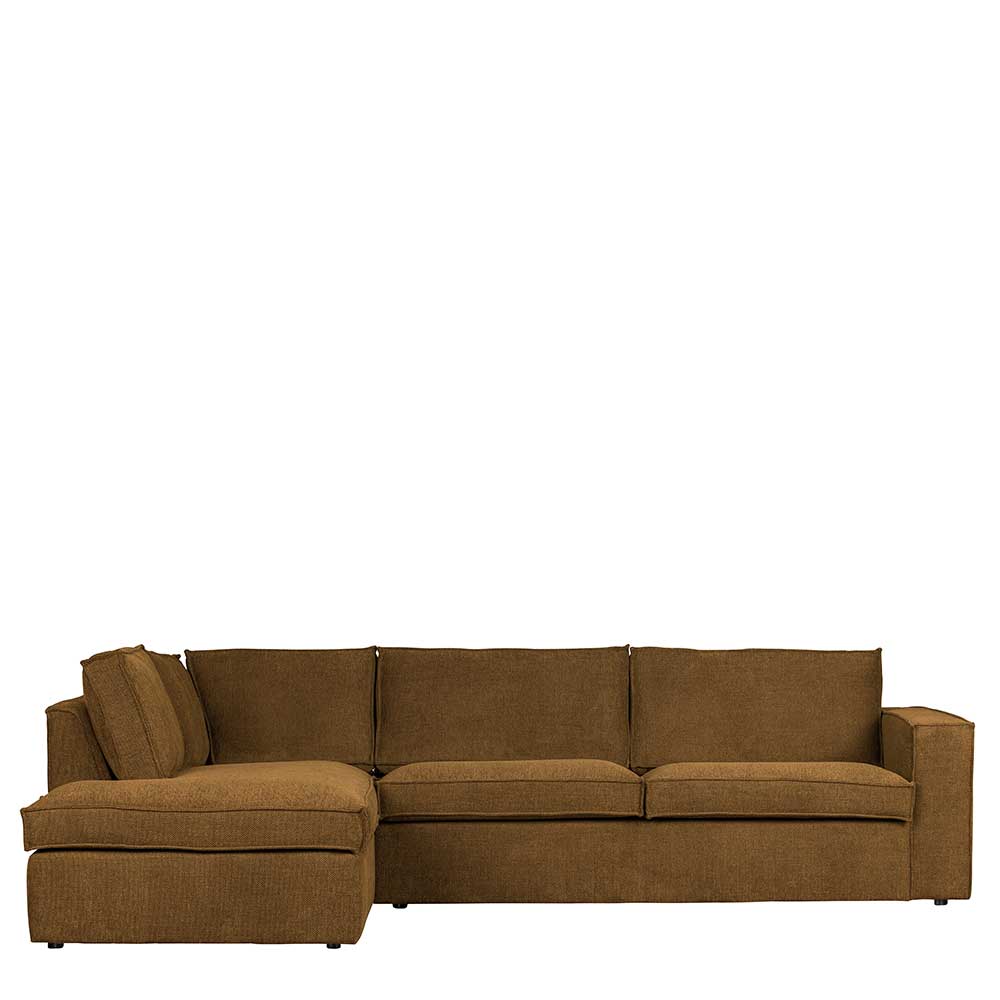 Ecksofa Rundecke in Bronze Webstoff - Andalusia