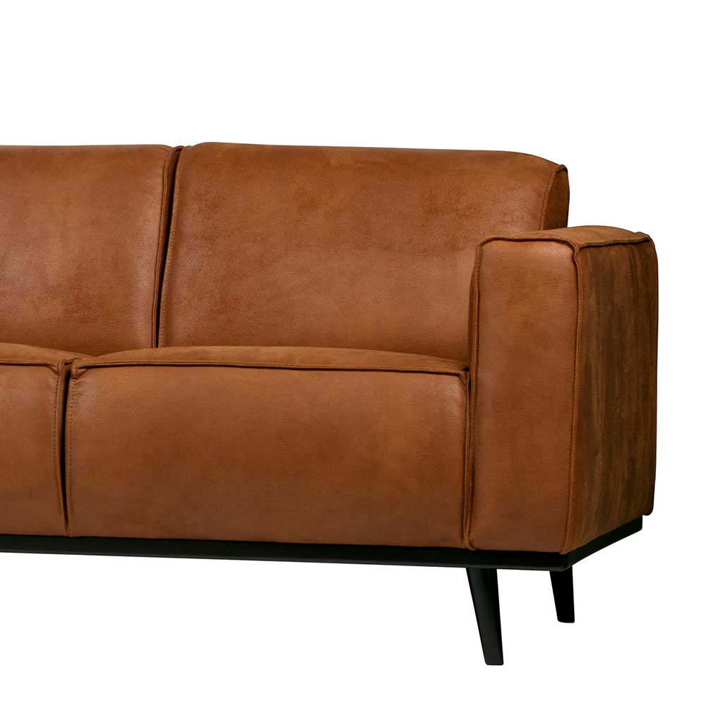 Retro Recyclingleder Couch in Braun Cognac - Lasha