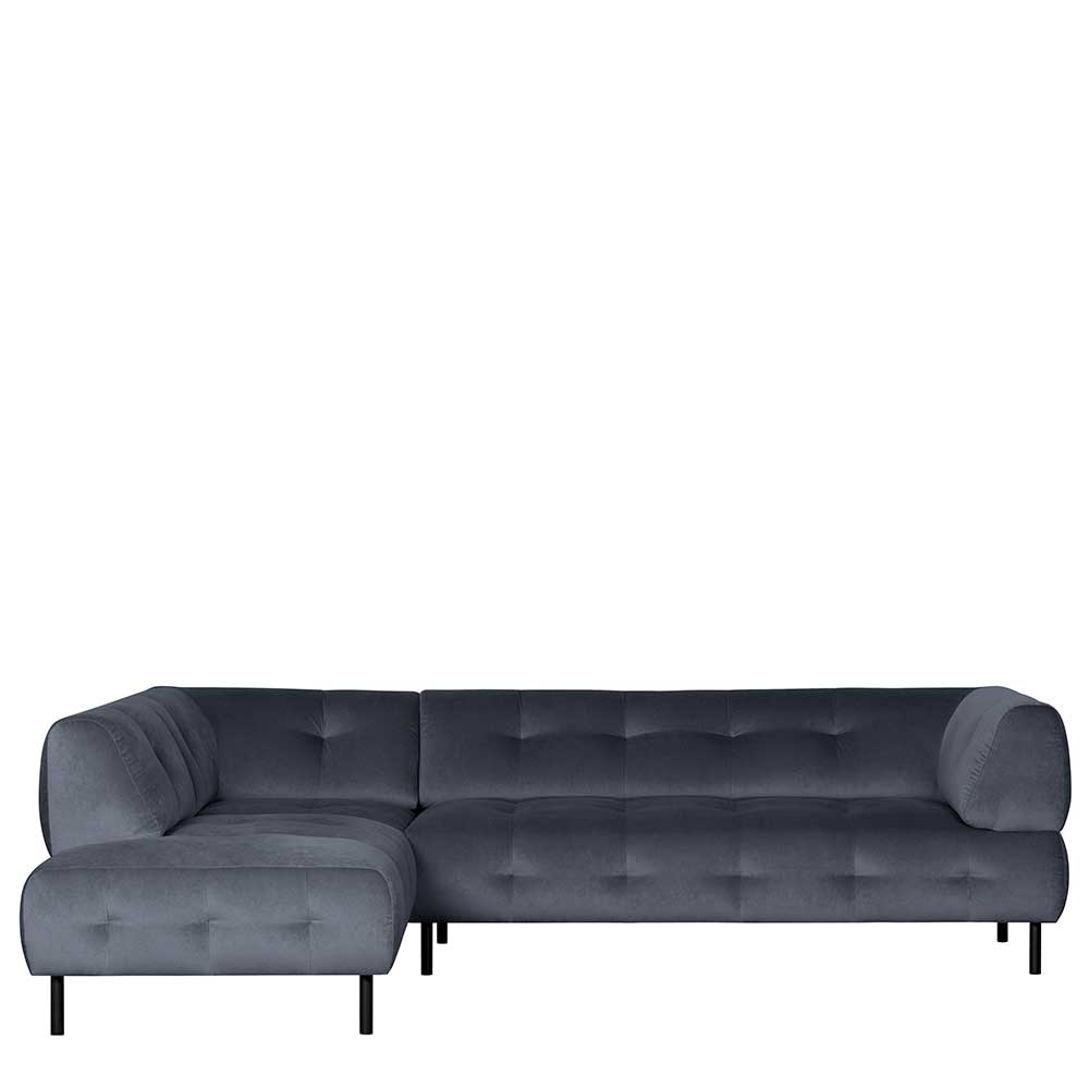 Samt L-Sofa in Dunkelgrau - Roccoss