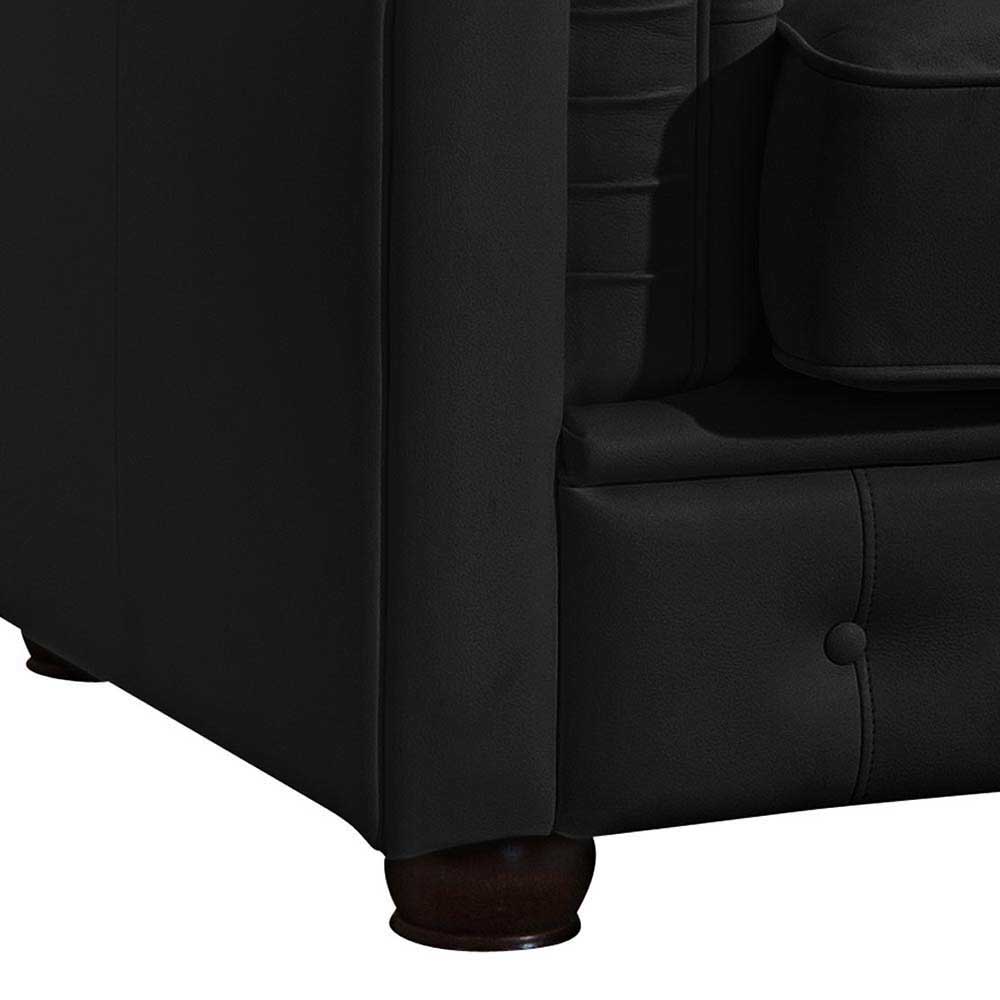 Chesterfield-Sessel in Schwarz Kunstleder - Riscos