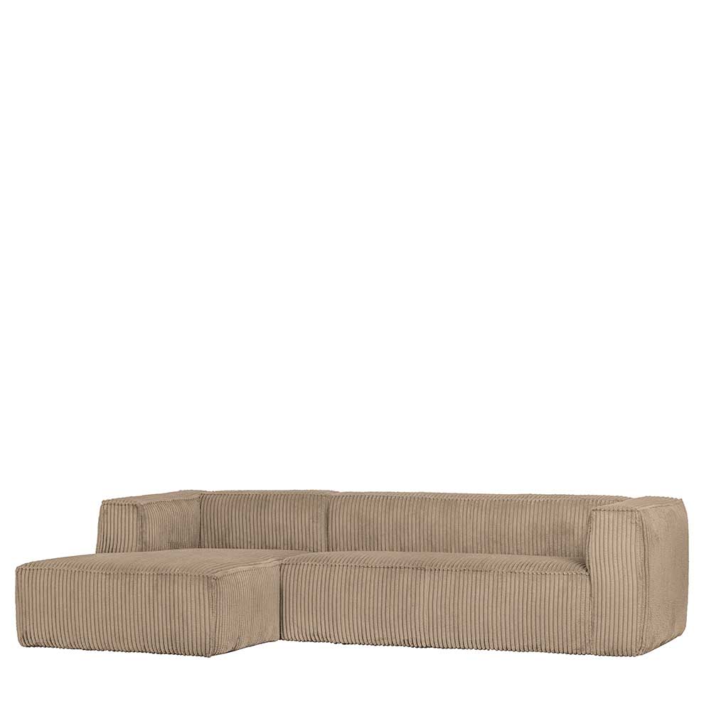 Cord Ecksofa in Beige ohne Bodenfreiheit - Hermanos