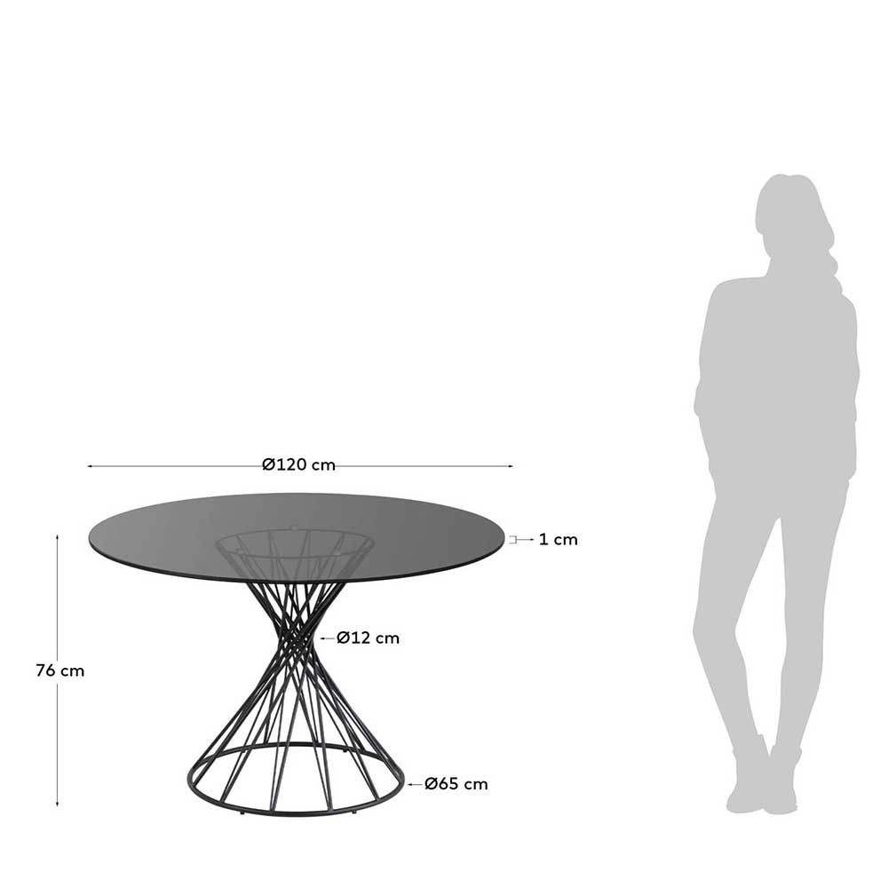 Runder Designtisch aus Rauchglas - Oline