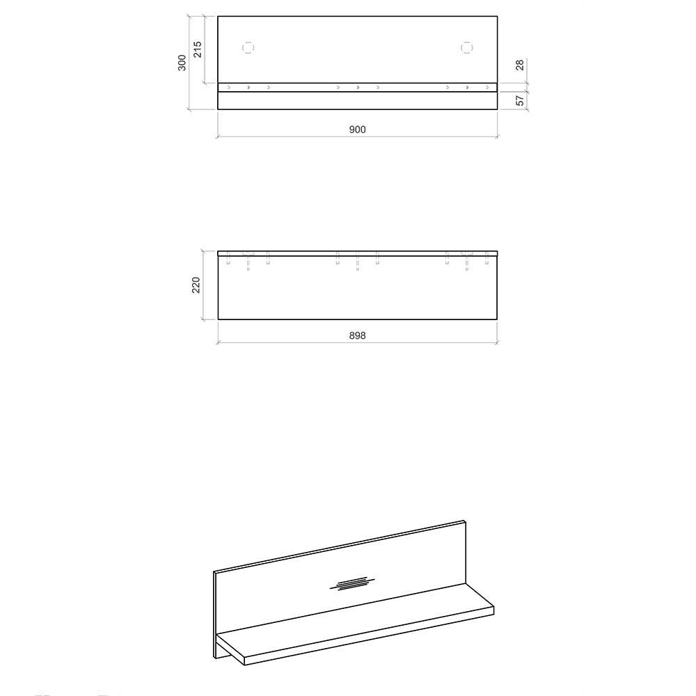 Landhaus Wandboard in Weiß & Anthrazit - Eture