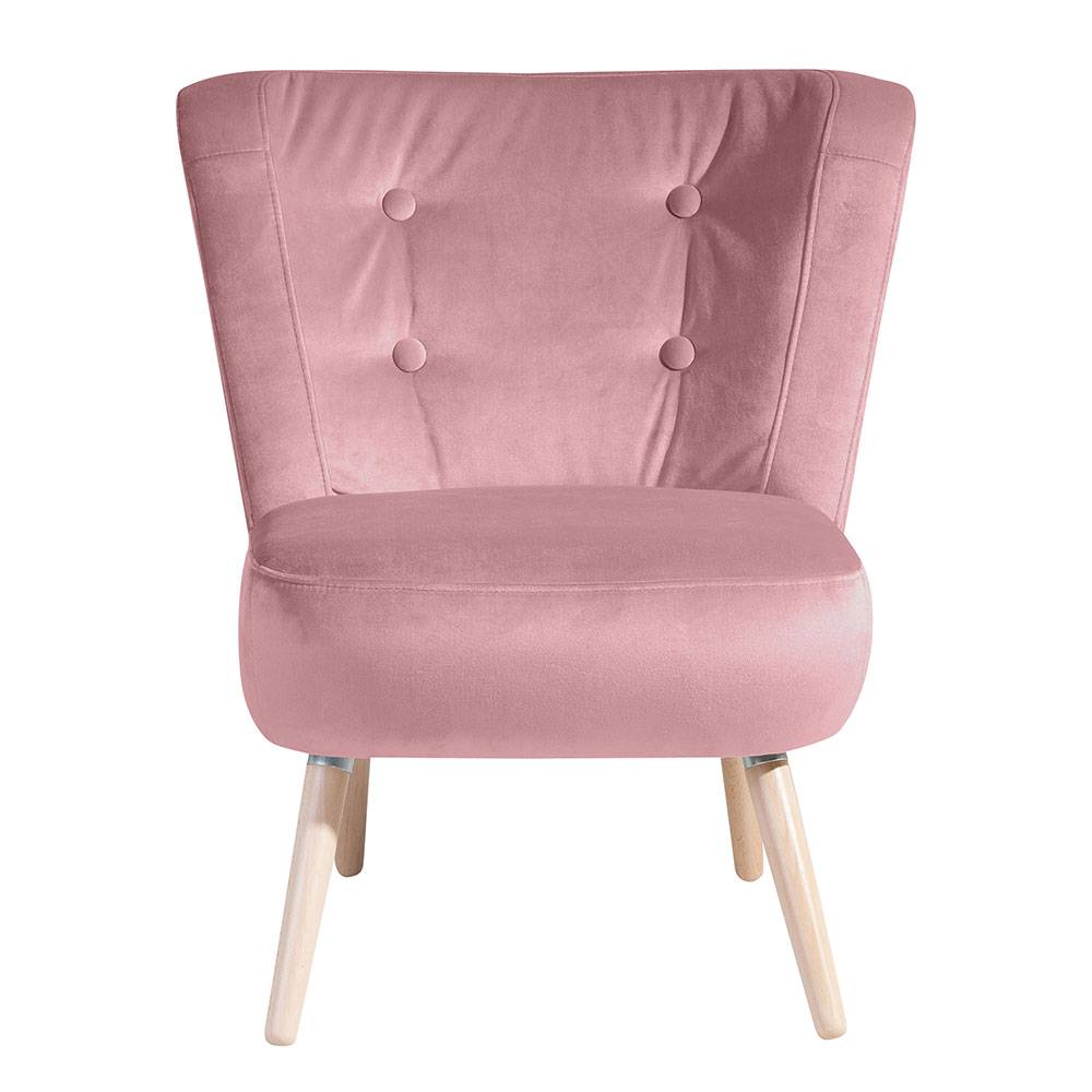 Retrodesign Sessel in Rosa und Buche Natur - Galagos